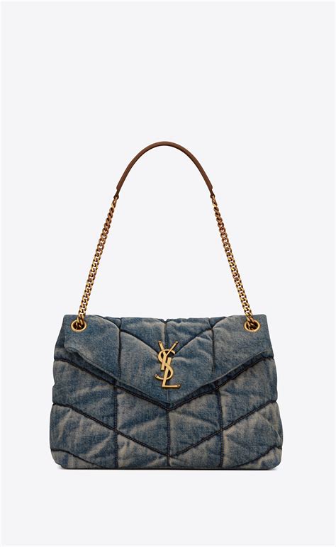 ysl denim puffer bag large|YSL loulou puffer clutch.